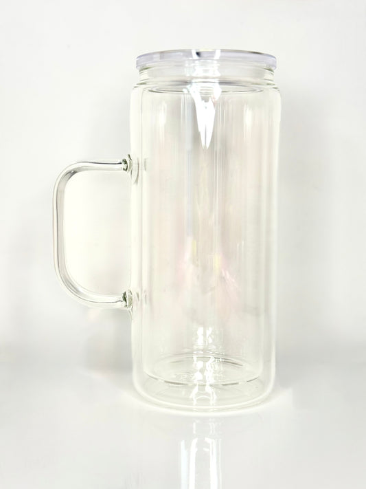 16oz Glass snowglobe with handle
